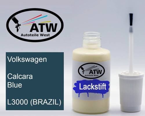 Volkswagen, Calcara Blue, L3000 (BRAZIL): 20ml Lackstift, von ATW Autoteile West.